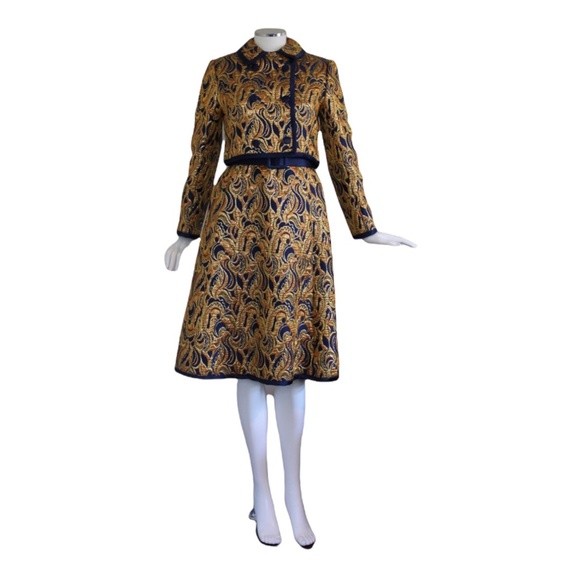 VINTAGE 1960s Malcolm Starr 3-piece Dress, Jacket + Belt - Size M/L - Picture 3 of 13